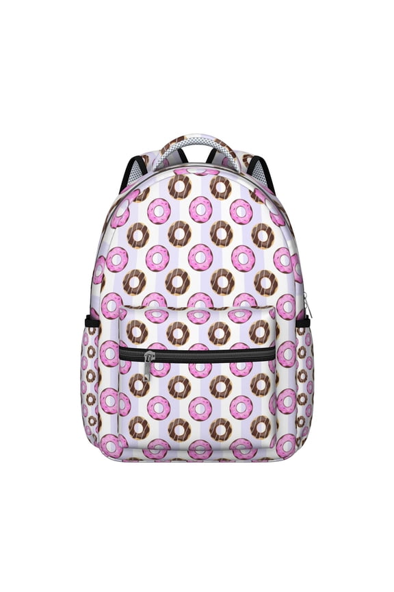 Donut Pattern Backpack for School, Cute Dessert Themed Bookbag with Large Capacity, Lightweight Daypack for Travel and Daily Use,Large Capacity Travel for Commuting, Campus and Weekend Trips