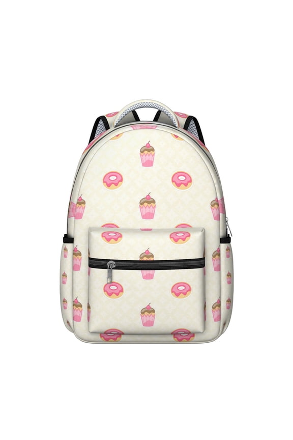 Donut Pattern Backpack for School, Cute Dessert Themed Bookbag with Large Capacity, Lightweight Daypack for Travel and Daily Use,Large Capacity Travel for Commuting, Campus and Weekend Trips