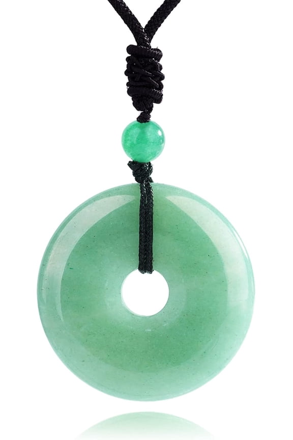 Donut Pendant Necklace Crystal and Healing Stone Reiki Coin Black Obsidian Stone Pendant Necklace Natural Gemstone Jewelry Adjustable Crystal Necklace for Women Men Valentines Day Gift for Her Him