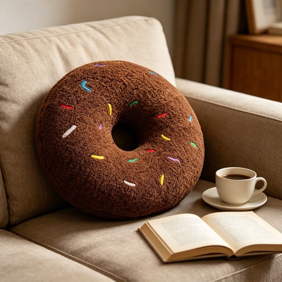 Donut Pillow Decorative Throw Pillow Round Cushion Soft Plush Comfortable Support Cute Design Durable Shape Retention Home Accent, for Sofa Bedroom Chair Couch Lounge Relaxation Use