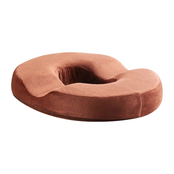 Donut Pillow Seat Cushion, Ergonomic Donut Ring Cushion with Non- Bottom for Tailbone Relief(Coffee-1,43x35x7cm)