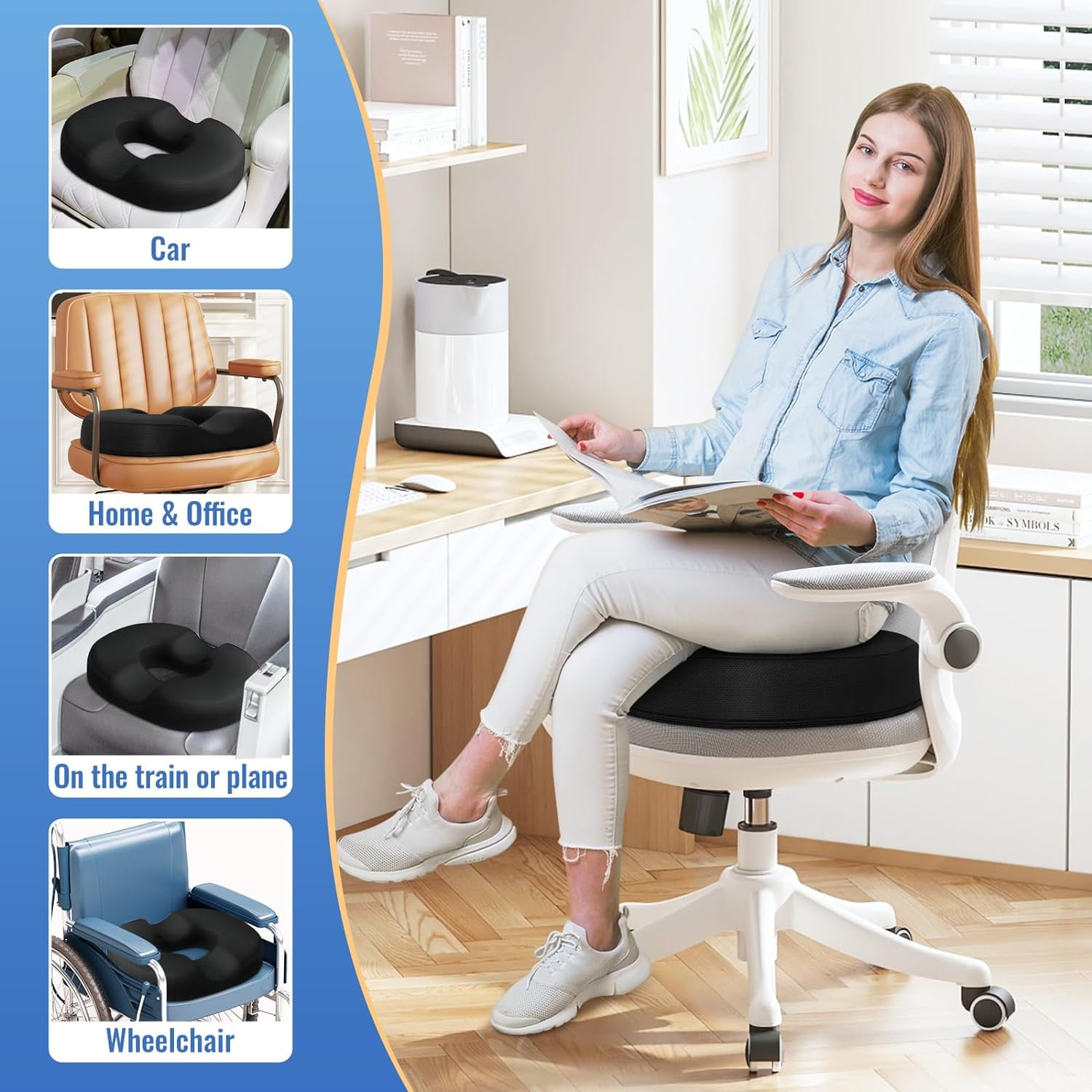 Donut Pillow Seat Cushion for Tailbone Pain Relief and Hemorrhoids ...