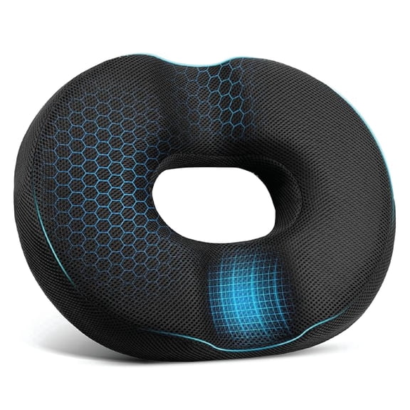 Qutool Donut Pillow for Tailbone Pain Support, Hemorrhoid Cushion, Orthopedic Memory Foam Seat Cushion, Black