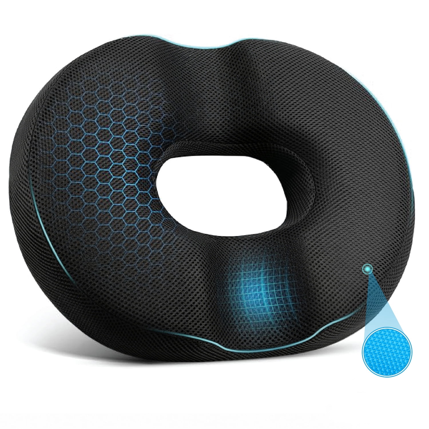 Qutool Donut Pillow for Tailbone Pain Support, Hemorrhoid Cushion, Orthopedic Memory Foam Seat Cushion, Black