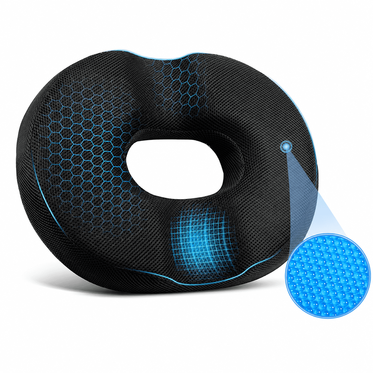 Qutool Donut Pillow for Tailbone Pain Support, Hemorrhoid Cushion, Orthopedic Memory Foam Seat Cushion, Black