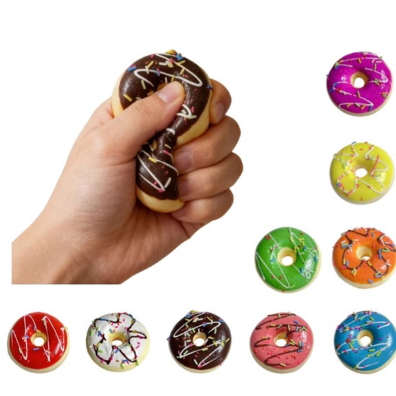Donut Pinchable Decompression Toy Cute Simulation Dessert Stress Relief Toy Soft Pinch Toy for Anxiety Relief and Calming for Kids Adults and Office Workers
