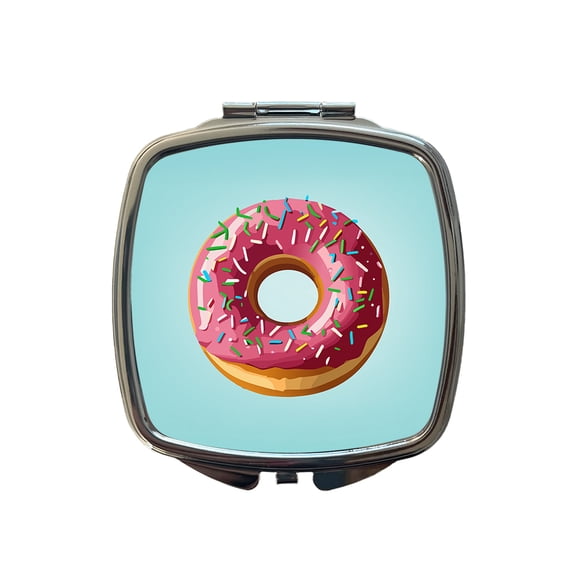 Donut Pink Sprinkles Travel Makeup Handbag Purse Small Pocket Compact Mirror