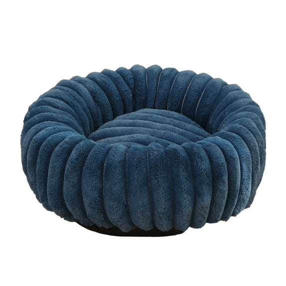 Donut Plush Dog Beds for Small Dog, Round Shaped Pet Sleeping Beds, Dogs & Cats Couch Beds, Cozy Warming Pillows Beds, 15.11" Cave Beds, Washable Soft Plush Fur Pet Beds with Anti-Slip Bottom, Blue