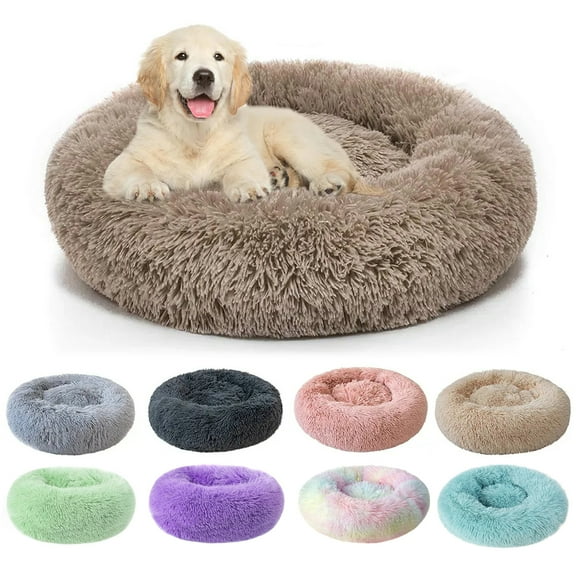 TETSELF Donut Plush Pet Dog Cat Bed Fluffy Soft Warm Calming Bed Sleeping Kennel Nest