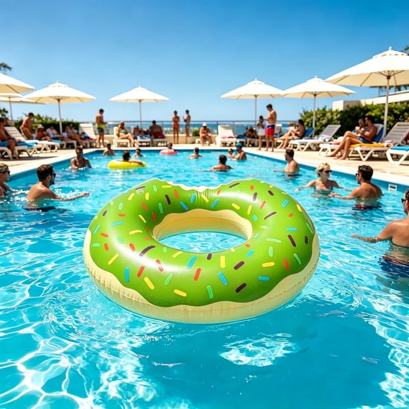 Donut Pool Floats 30" Swim Rings Tubes Floaties for Swimming Pool, Donut Inflatable for Party Decorations Beach Toy, Floating Blow Up Floaties Water Floaty Lake