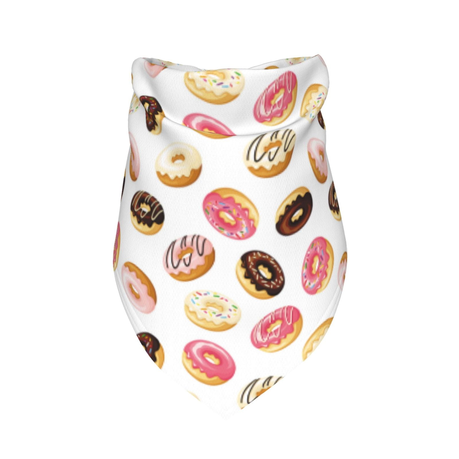 Donut Print White Dog Bandanas, Triangle Bibs Dog Scarfs Dog