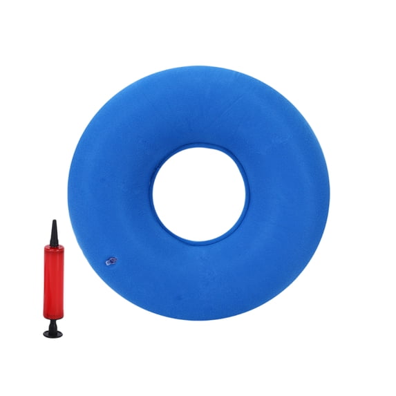 Donut Seat Cushion, Blue Inflatable Pressure Sore Prevention, for Elderly Wheelchair Office Car Hip Support Including 1 Cushion 1 Hand Pump to Relieve Sitting Discomfort
