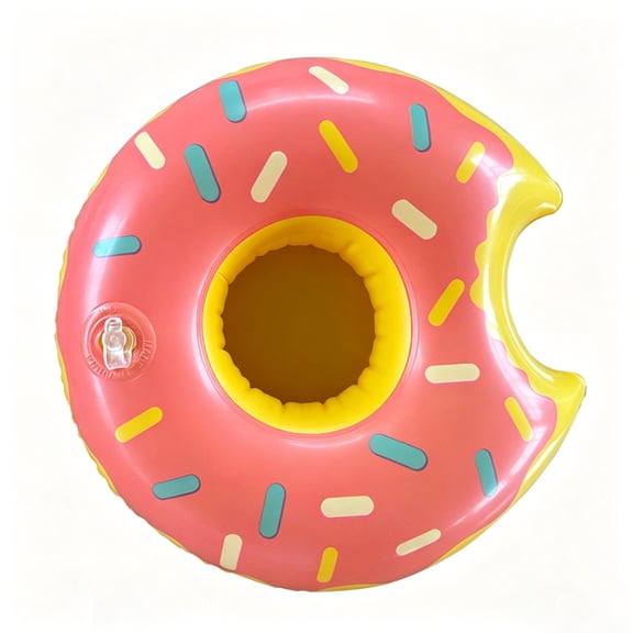 Donut Shaped Inflatable Drink，Holder Floating Beverage Coaster For Hawaii Themed Pool Parties Beach Bath Decor 7.28x7.28in (Brown)
