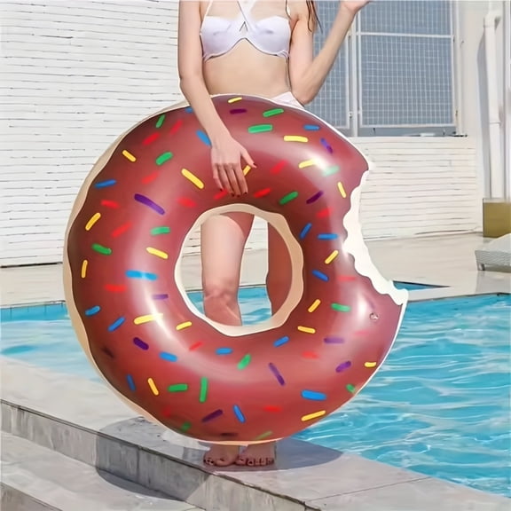 Donut - Shaped Inflatable Pool Float for Pool Parties, Photo Props & Outdoor Events, Durable Plastic for Easy Cleaning