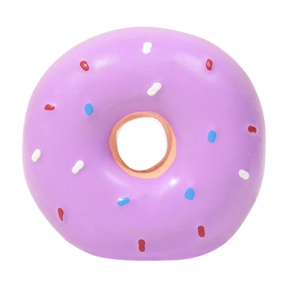 Donut Shaped Squeaky Latex Dog Toy, Dental Chew for Teething and Interactive Play, Small to Medium Dogs, Boredom Relief(Purple)
