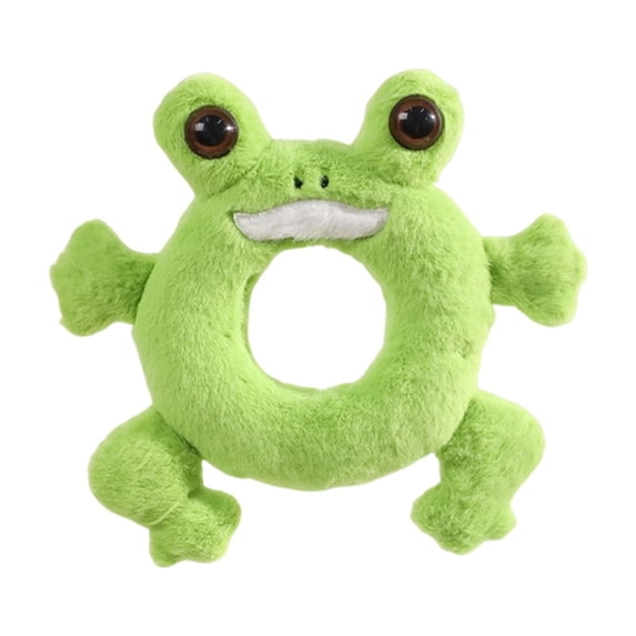Donut Shaped Squeaky Plush Dog Toy, Soft Ring Chew for Puppy Teething, Interactive Boredom Relief, Small Medium Dogs(Green)