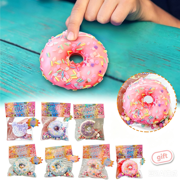 Donut Squishies Toys, Soft Stretchy Squeeze Sensory Fidget Toys, Anxiety Relief Stress Hand Toys, Christmas Birthday Gifts for Adults Kids, Cute Mini Donut Party Favor Decompression Squishies Play