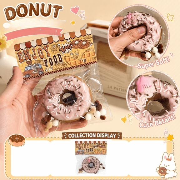 Donut Squishy Toys, Donut Roll Squish Toys, Squish Cake Slow Rising Squeeze Toys, Sticky Squishies Made to Hand Silicone Fidget Squeeze Toys, Stress Relief & Collection