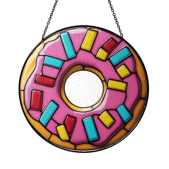 Donut Stained Glass Pattern PDF, Festive DIY Craft Template for Decorative Glass Art Projects