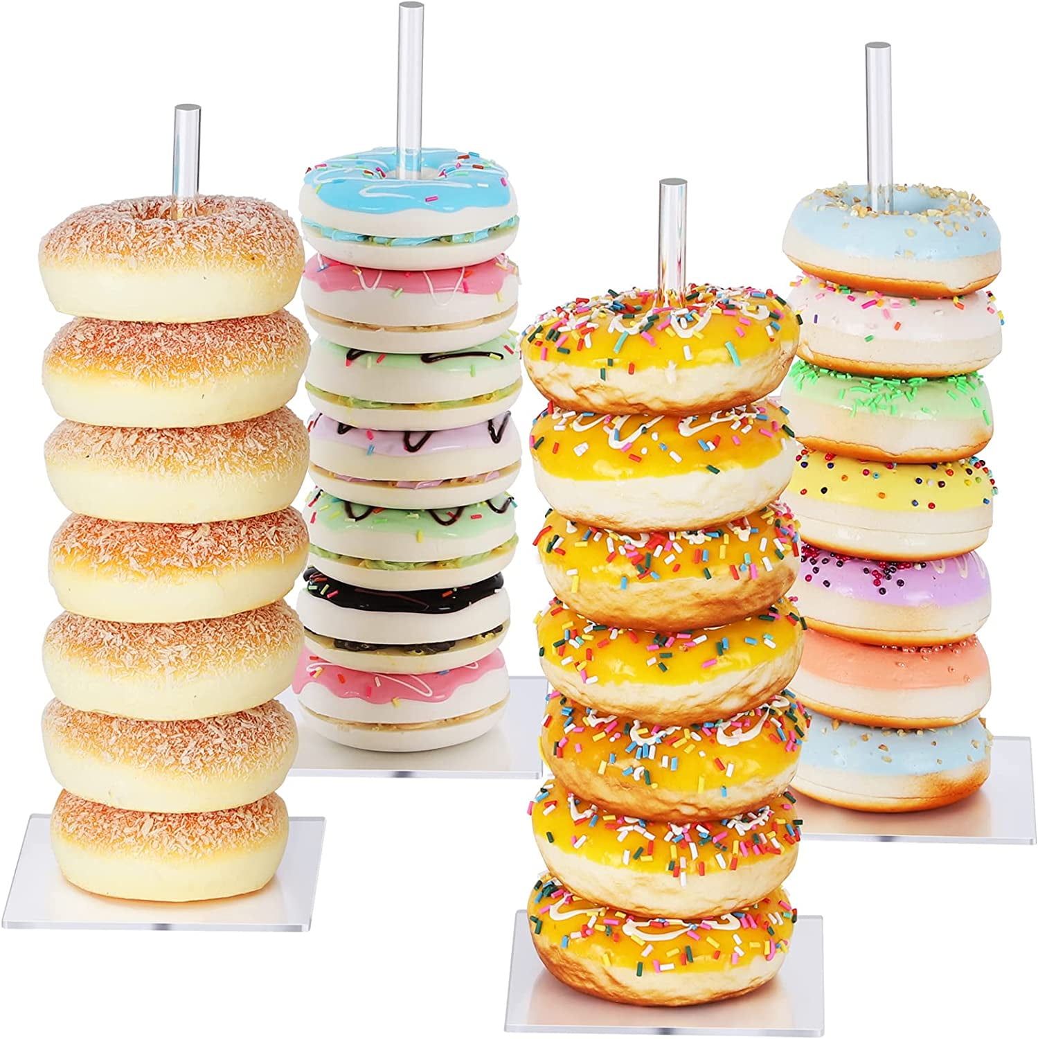Donut Stand Acrylic 4 Pack, Clear Bagel Holder Stand, Donut Tower Stand