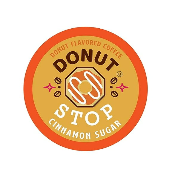 Donut Stop Coffee Flavored Coffee Pods, Compatible with 2.0 K-Cup Brewers, Cinnamon Sugar Donut Flavor, 40 Count