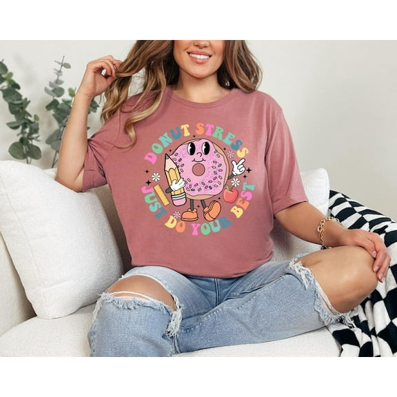 Donut Stress Do Your Best T-Shirt, Teacher Testing Day Shirt for Women, Motivational School Test Day Tee, You Are More Than a Test Score Shirt