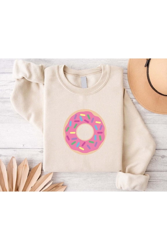 Donut Sweatshirt, Cute Pink Donut Shirt, Donut Graphic Tee, Donut Gift, Donut Lover Gift, Food Enthusiast, Food Lover, Donut Party SWEATSHIRT All Size S-5XL