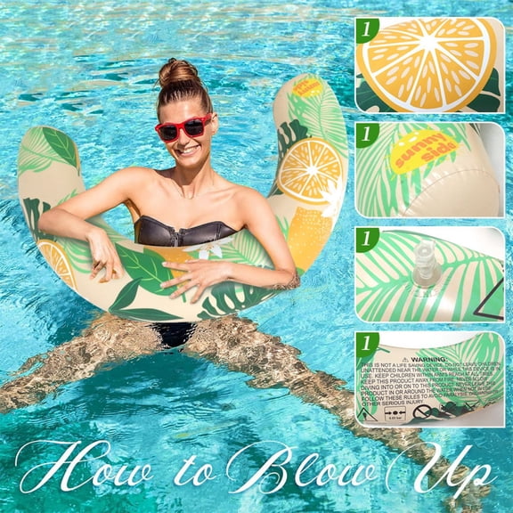 Donut Swim Float, Inflatable Pool Tube for Lake Beach, Summer Water Floating Gear, Tropical Print Water Tube