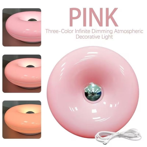 NOBRAND Donut 11 in 3-Color Dimmable Table Lamps with Pink Globe