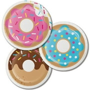 Donut Time Assorted Round Paper Dessert Plates 8 Count for 8 Guests