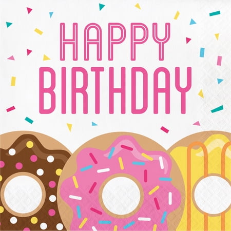 Donut Time Birthday Paper Lunch Napkins 16 Count for 8 Guests