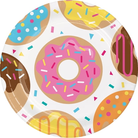 Donut Time Round Paper Plates 24 Count for 24 Guests