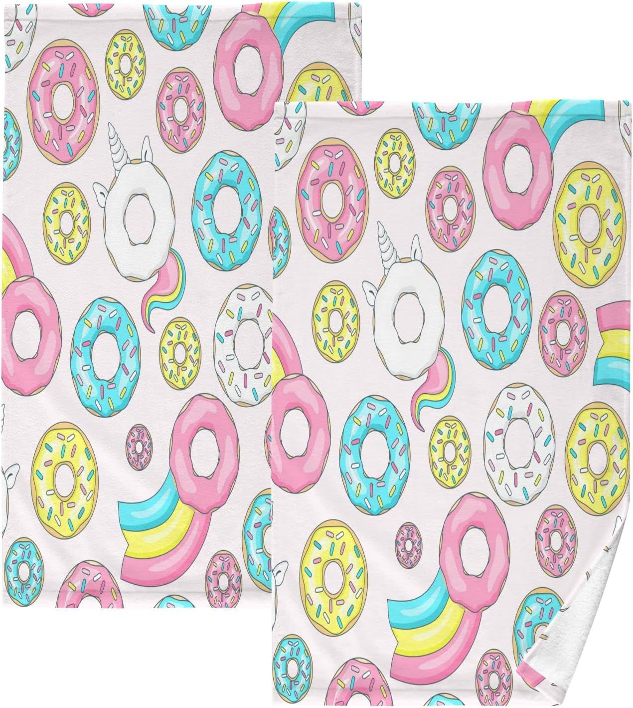 Donut Unicorn Print Pure Cotton Hand Towels for Bath Decorative Guest ...