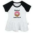 thumbnail image 1 of Donut Wake Me UP Funny Dresses For Baby, Newborn Babies Skirts, Infant Princess Dress, 0-24M Kids Graphic Clothes (Black Raglan Dresses, 0-6 Months), 1 of 4