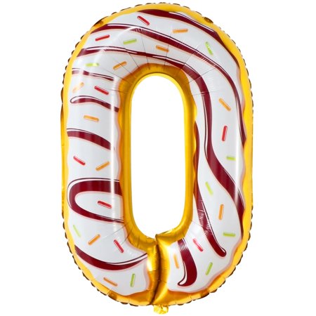 Donut Zero Balloon Set - Sweet Theme Party Decorations with 0 Digit Balloon for Donut Birthday Celebration - 40 Inch Donut Number Balloon Kit
