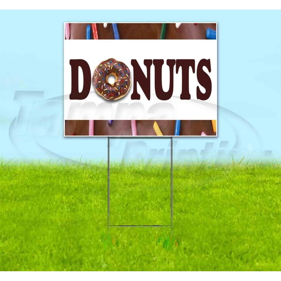 Donuts (18" x 24") Yard Sign, Includes Metal Step Stake