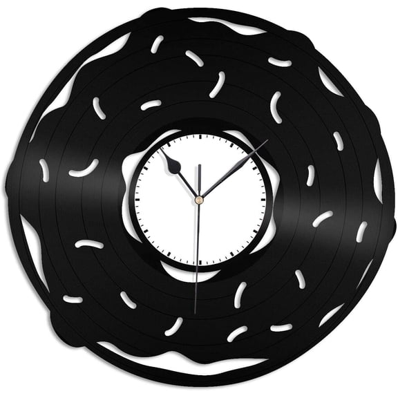 Donuts 3D Wall Clock Vinyl Wall Clock,Vinyl Record Clock Wall Art Unique Room Decorations Handmade Gift