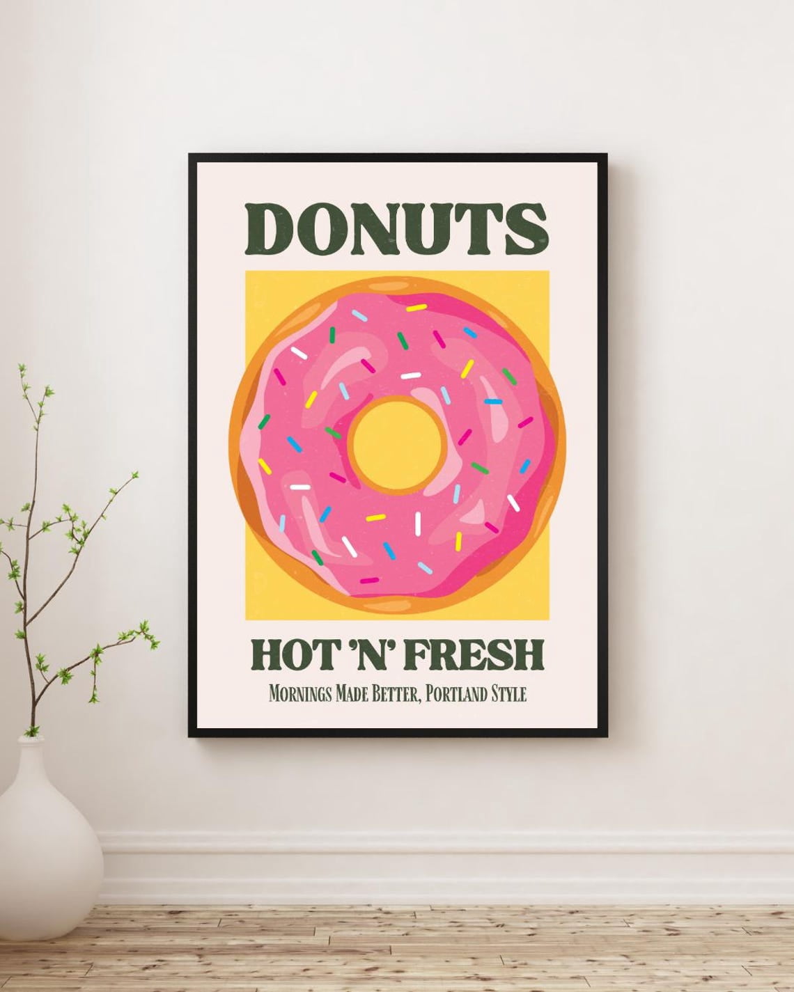 Donuts American Diner Poster, Portland, Quirky Boho Design, Sleek, Fast ...