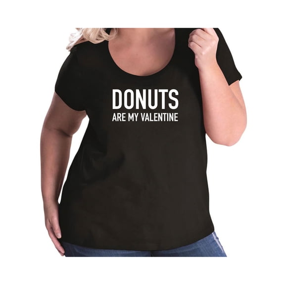 Donuts Are My Valentine Womens Plus Size Scoopneck T