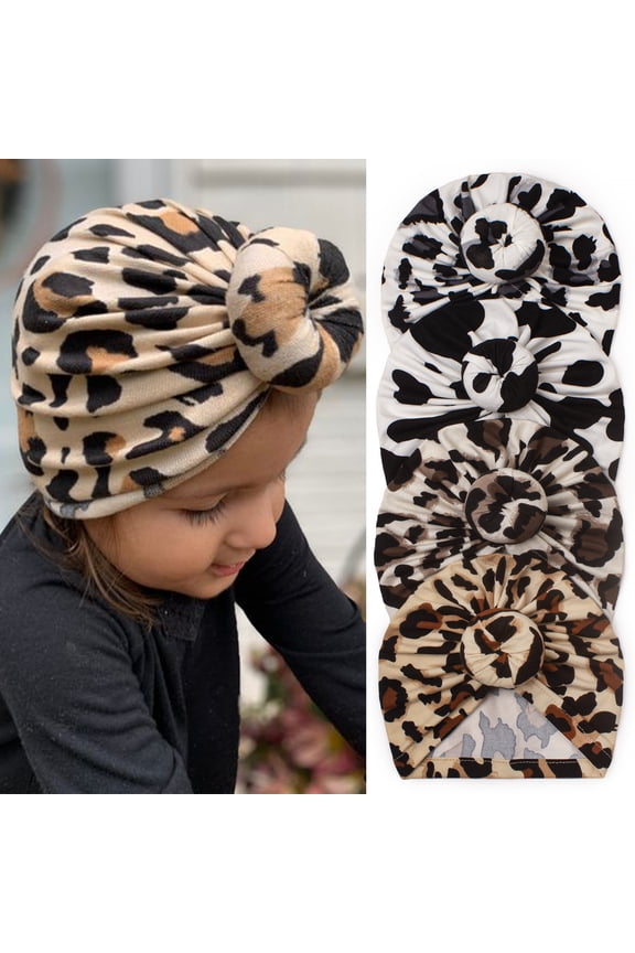 Donuts Baby Hats Girls Turban Knot Infant Leopard Headdress,Toddler Turban Cap Wraps Hat 3-36M