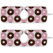 Donuts in Chocolate Pink Glaze 2PCS Faucet Absorbent Mat Kitchen Faucet Sink Splash Guard Microfiber Cloth Faucet Splash Catcher Water Absorbent Mat Behind Faucet, Faucet Mat for Kitchen Sink 23x5in