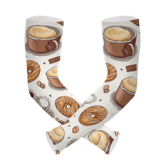 Donuts Coffee Biscuits Gardening Sleeves UV Sun Protection Cooling Arm Sleeves Anti-Scratch Farmers Sleeves for Women Men