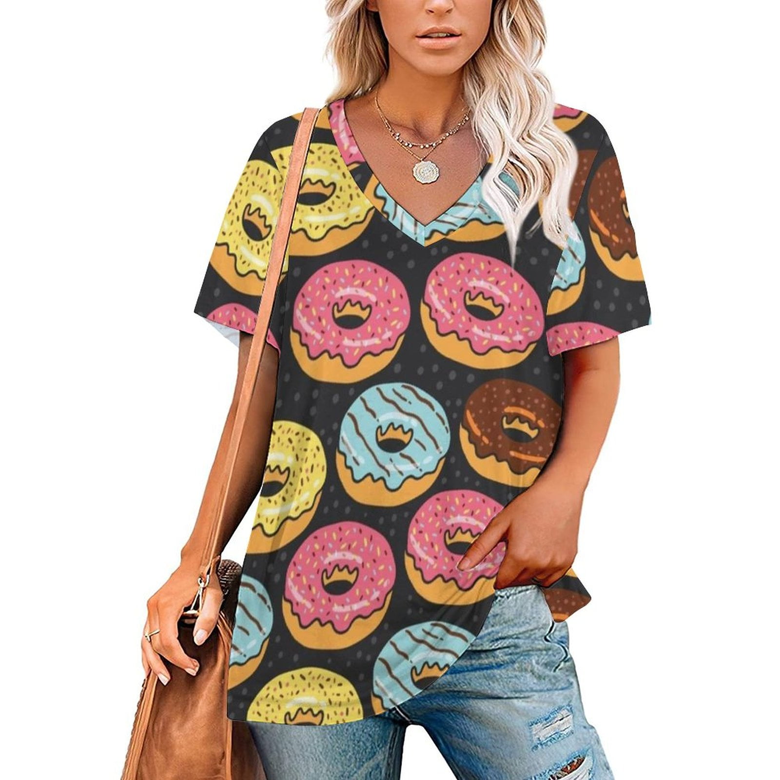 Donuts Forever Sexy And Club Fashion Female T-Shirt Short Sleeve Off ...