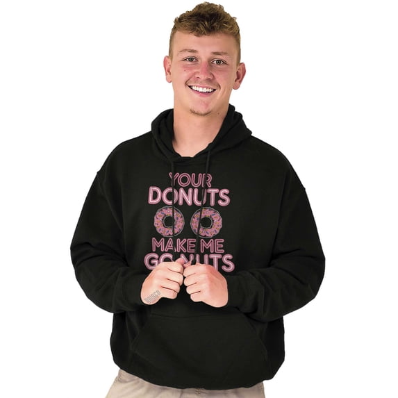 Donuts Go Nuts Foodie Coffee Crude Men's Big & Tall Graphic Hoodie Brisco Brands 2X
