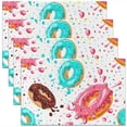 thumbnail image 1 of Donuts Placemats Set of 4, Chocolate Doughnut Place Mats 12x18 Inch for Dining Table Decorations, Whimsical Dessert Table Mats for Kitchen Decor Dinner Indoor, 1 of 4