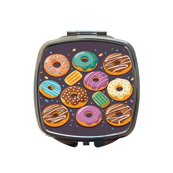 Donuts Scattered Travel Makeup Handbag Purse Small Pocket Compact Mirror