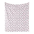 thumbnail image 1 of Donuts Soft Flannel Fleece Throw Blanket, Yummy Smiling Doughnuts with Crowns, Cozy Plush for Indoor and Outdoor Use, 60" x 80", White Baby Pink, by Ambesonne, 1 of 5