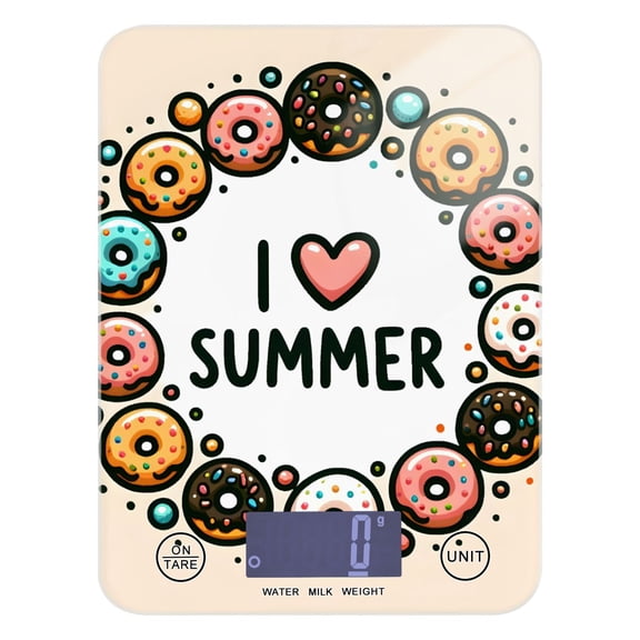 Donuts Summer Food Scale Digital Kitchen Scale Waterproof Tempered Glass Tare Function 11 lb for Baking Cooking Meal Prep