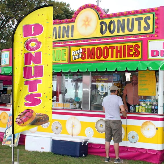 Donuts Swooper Flag, 8FT Donuts Advertising Feather Flag, Donuts Banner ,Signs for Businesses and Storefronts(Flag Only)