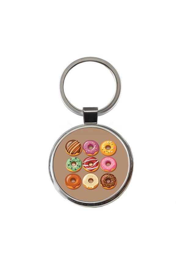 Donuts Tasty Metal Round Keychain